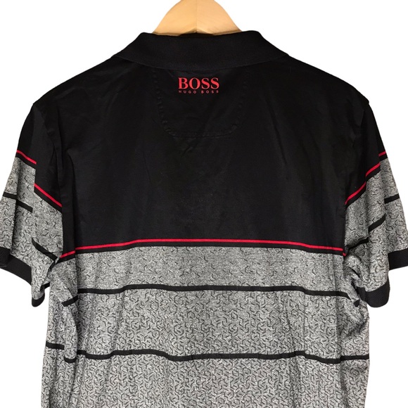 Hugo Boss Cotton Paddy Polo Colour Block Heather Grey Black Stripes Men's XL - Picture 8 of 10